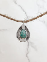 Load image into Gallery viewer, Tear Drop Turquoise &amp; Silver Pendant