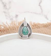 Load image into Gallery viewer, Tear Drop Turquoise &amp; Silver Pendant