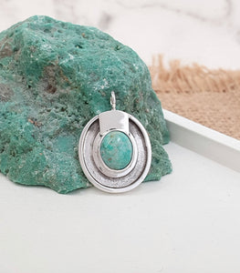 Oval Turquoise & Silver Pendant