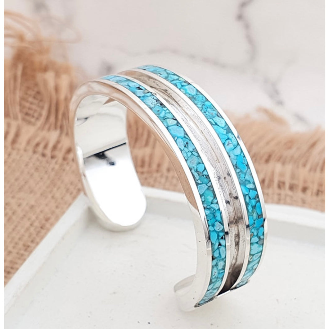 Wide Turquoise Silver Cuff Bracelet