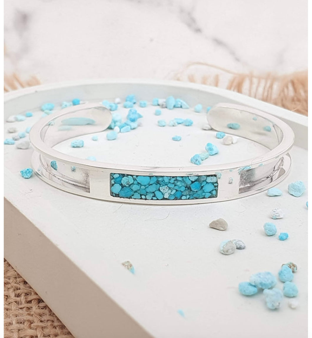 Turquoise Plate Silver Cuff Bracelet