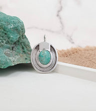 Load image into Gallery viewer, Oval Turquoise &amp; Silver Pendant